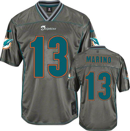 Nike Dolphins #13 Dan Marino Grey Men's Stitched NFL Elite Vapor Jersey