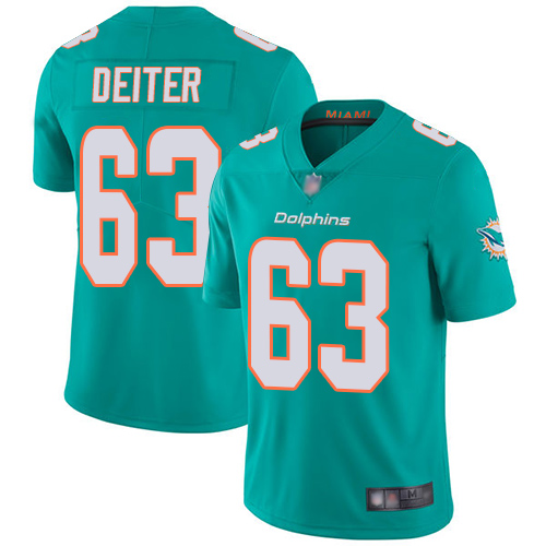Nike Dolphins #63 Michael Deiter Aqua Green Team Color Men's Stitched NFL Vapor Untouchable Limited Jersey