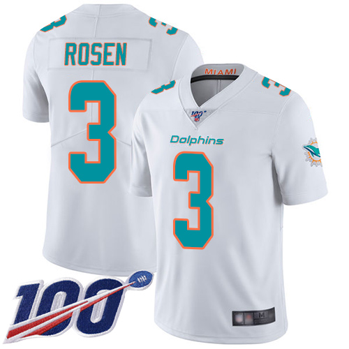Nike Dolphins #3 Josh Rosen White Men's Stitched NFL 100th Season Vapor Limited Jersey