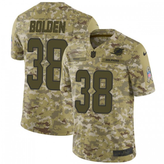 Nike Dolphins #38 Brandon Bolden Camo Men's Stitched NFL Limited 2018 Salute To Service Jersey