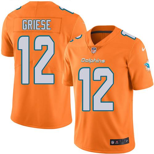 Nike Dolphins #12 Bob Griese Orange Men's Stitched NFL Limited Rush Jersey