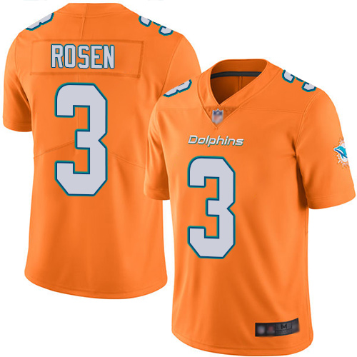 Nike Dolphins #3 Josh Rosen Orange Men's Stitched NFL Limited Rush Jersey