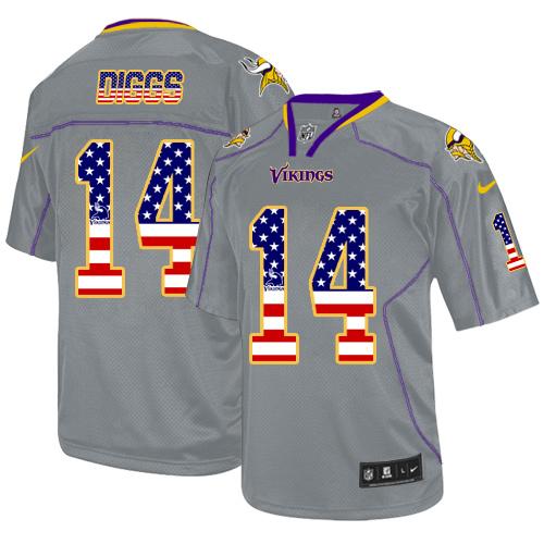 Nike Vikings #14 Stefon Diggs Grey Men's Stitched NFL Elite USA Flag Fashion Jersey