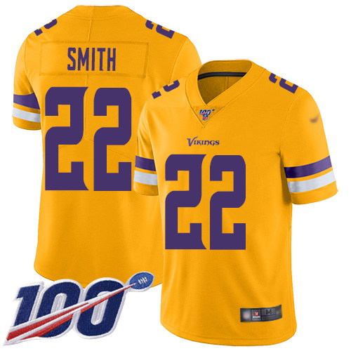 Nike Vikings #22 Harrison Smith Gold Men's Stitched NFL Limited Inverted Legend 100th Season Jersey