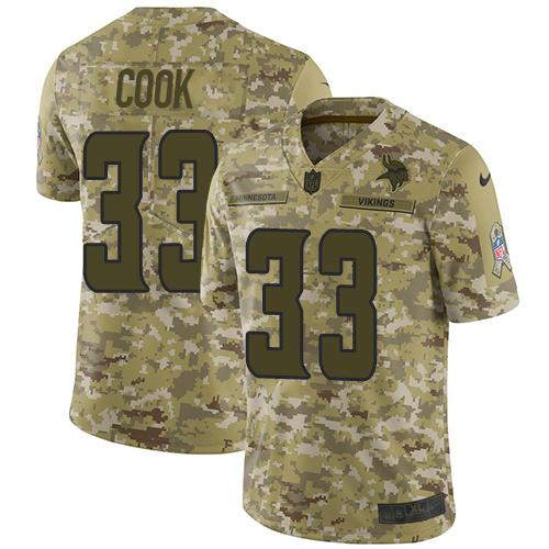 Nike Vikings #33 Dalvin Cook Camo Men's Stitched NFL Limited 2018 Salute To Service Jersey
