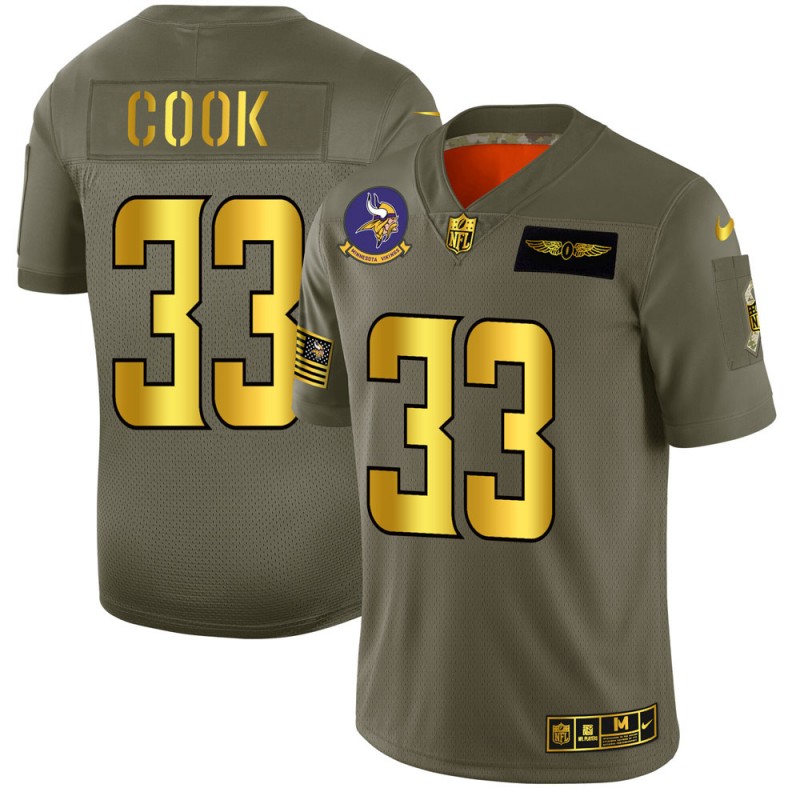 Minnesota Vikings #33 Dalvin Cook NFL Men's Nike Olive Gold 2019 Salute to Service Limited Jersey