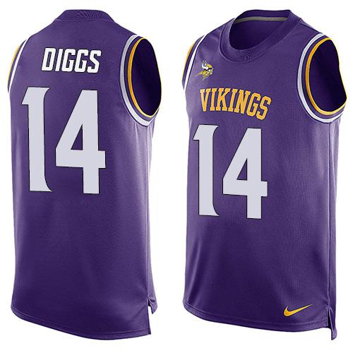 Nike Vikings #14 Stefon Diggs Purple Team Color Men's Stitched NFL Limited Tank Top Jersey