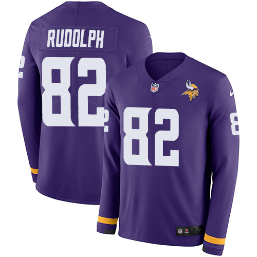 Nike Vikings #82 Kyle Rudolph Purple Team Color Men's Stitched NFL Limited Therma Long Sleeve Jersey