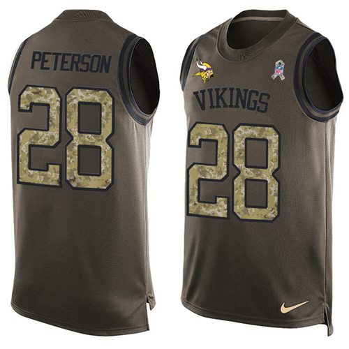 Nike Vikings #28 Adrian Peterson Green Men's Stitched NFL Limited Salute To Service Tank Top Jersey