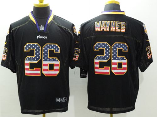 Nike Vikings #26 Trae Waynes Black Men's Stitched NFL Elite USA Flag Fashion Jersey