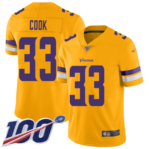 Nike Vikings #33 Dalvin Cook Gold Men's Stitched NFL Limited Inverted Legend 100th Season Jersey