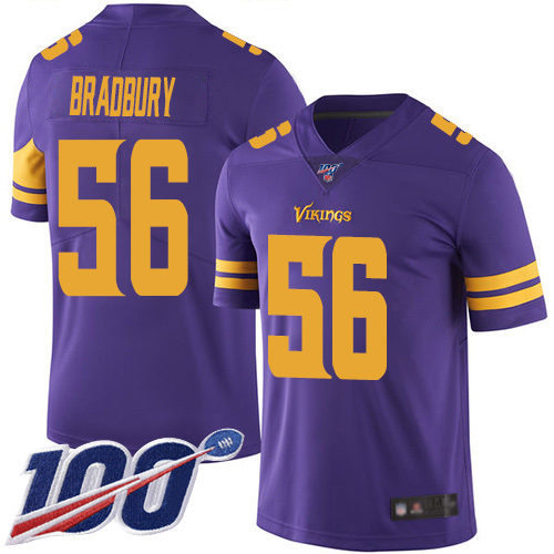 Nike Vikings #56 Garrett Bradbury Purple Men's Stitched NFL Limited Rush 100th Season Jersey