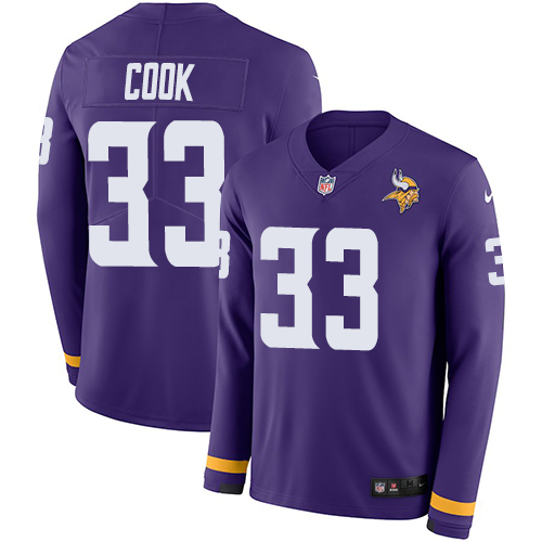 Nike Vikings #33 Dalvin Cook Purple Team Color Men's Stitched NFL Limited Therma Long Sleeve Jersey