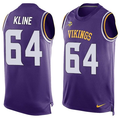 Nike Vikings #64 Josh Kline Purple Team Color Men's Stitched NFL Limited Tank Top Jersey