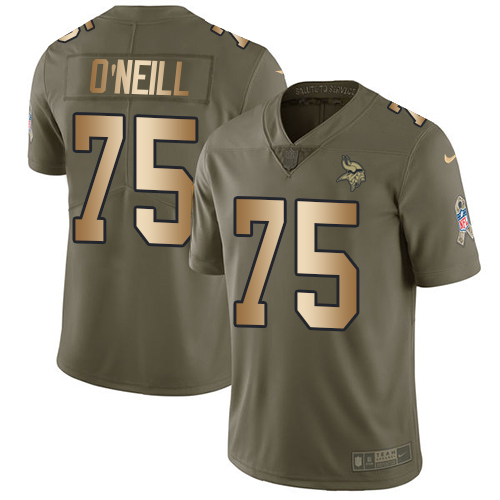 Nike Vikings #75 Brian O'Neill Olive/Gold Men's Stitched NFL Limited 2017 Salute To Service Jersey