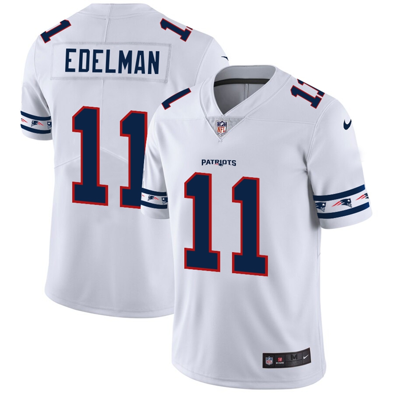 New England Patriots #11 Julian Edelman Nike White Team Logo Vapor Limited NFL Jersey
