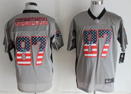 Nike Patriots #87 Rob Gronkowski Grey Men's Stitched NFL Elite USA Flag Fashion Jersey