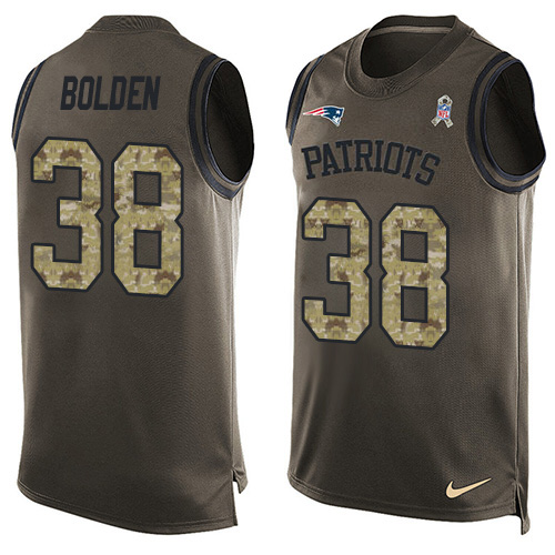 Nike Patriots #38 Brandon Bolden Green Men's Stitched NFL Limited Salute To Service Tank Top Jersey