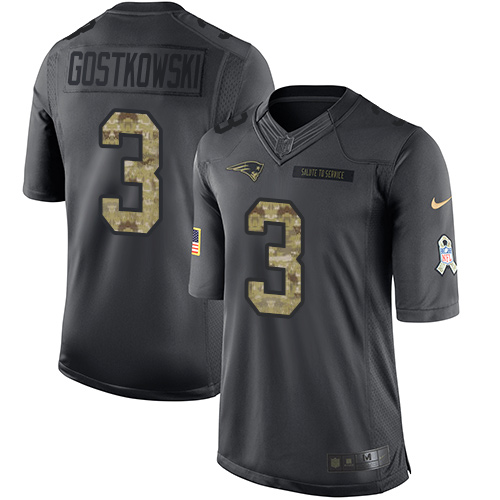 Nike Patriots #3 Stephen Gostkowski Black Men's Stitched NFL Limited 2016 Salute To Service Jersey