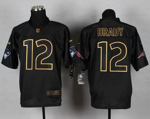 Nike Patriots #12 Tom Brady Black Gold No. Fashion Men's Stitched NFL Elite Jersey