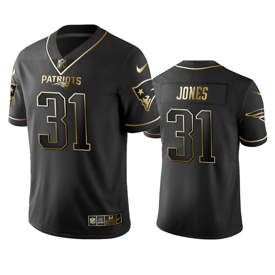 Nike Patriots #31 Jonathan Jones Black Golden Limited Edition Stitched NFL Jersey