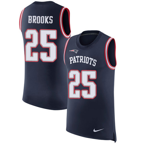 Nike Patriots #25 Terrence Brooks Navy Blue Team Color Men's Stitched NFL Limited Rush Tank Top Jersey