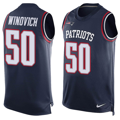 Nike Patriots #50 Chase Winovich Navy Blue Team Color Men's Stitched NFL Limited Tank Top Jersey