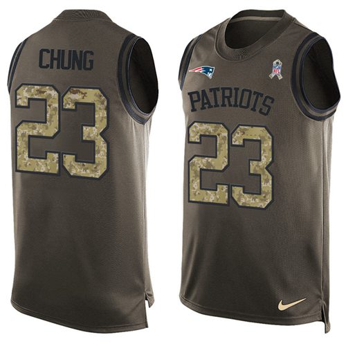 Nike Patriots #23 Patrick Chung Green Men's Stitched NFL Limited Salute To Service Tank Top Jersey