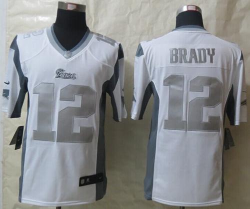 Nike Patriots #12 Tom Brady White Men's Stitched NFL Limited Platinum Jersey