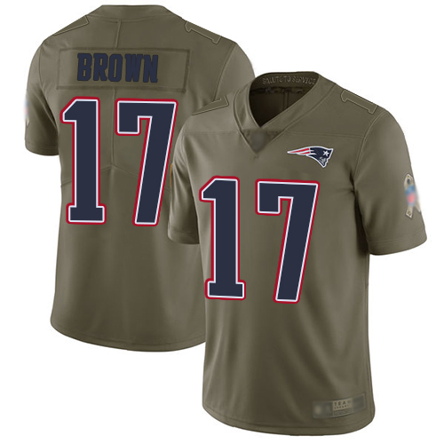 Nike Patriots #17 Antonio Brown Olive Men's Stitched NFL Limited 2017 Salute To Service Jersey