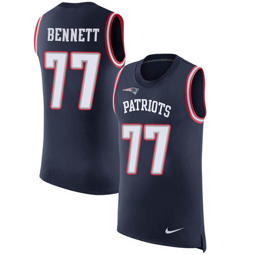Nike Patriots #77 Michael Bennett Navy Blue Team Color Men's Stitched NFL Limited Rush Tank Top Jersey