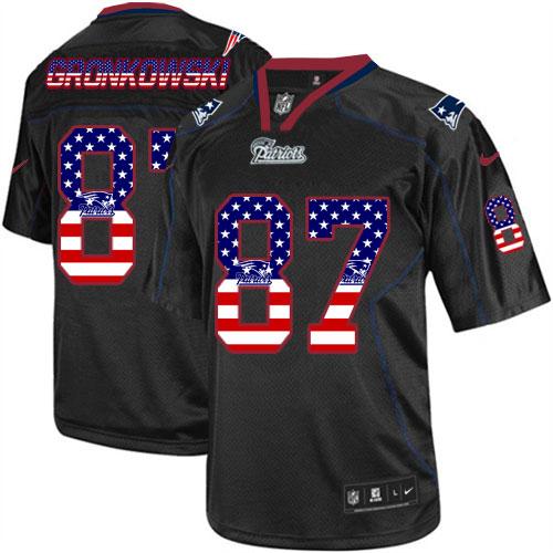 Nike Patriots #87 Rob Gronkowski Black Men's Stitched NFL Elite USA Flag Fashion Jersey