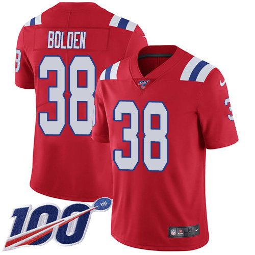 Nike Patriots #38 Brandon Bolden Red Alternate Men's Stitched NFL 100th Season Vapor Limited Jersey