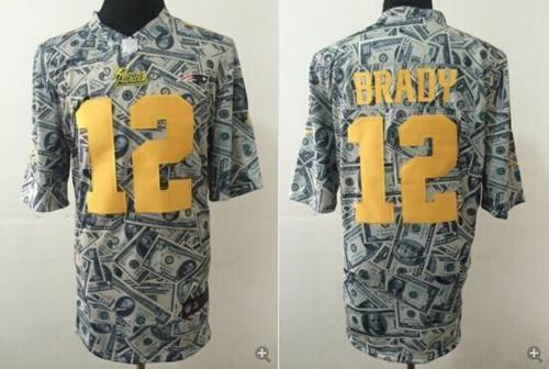 Nike Patriots #12 Tom Brady Dollar Fashion Men's Stitched NFL Elite Jersey