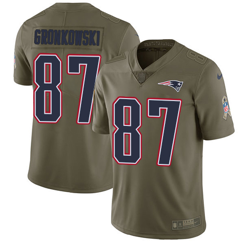 Nike Patriots #87 Rob Gronkowski Olive Men's Stitched NFL Limited 2017 Salute To Service Jersey