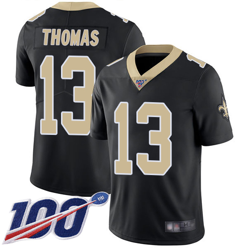 Nike Saints #13 Michael Thomas Black Team Color Men's Stitched NFL 100th Season Vapor Limited Jersey