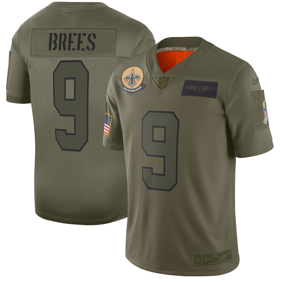 Nike Saints #9 Drew Brees Camo Men's Stitched NFL Limited 2019 Salute To Service Jersey
