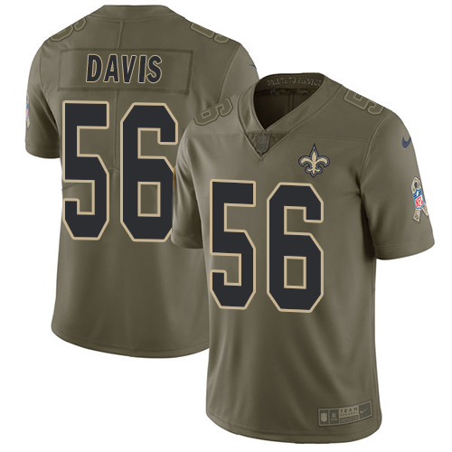 Nike Saints #56 DeMario Davis Olive Men's Stitched NFL Limited 2017 Salute To Service Jersey