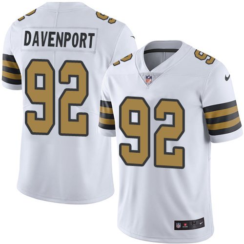 Nike Saints #92 Marcus Davenport White Men's Stitched NFL Limited Rush Jersey