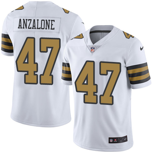 Nike Saints #47 Alex Anzalone White Men's Stitched NFL Limited Rush Jersey