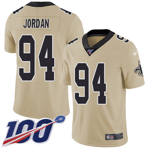Nike Saints #94 Cameron Jordan Gold Men's Stitched NFL Limited Inverted Legend 100th Season Jersey