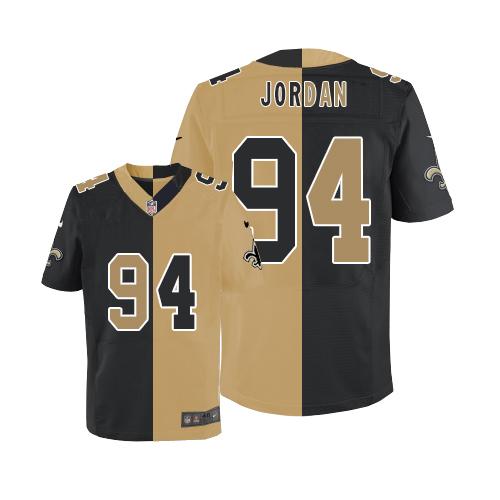 Nike Saints #94 Cameron Jordan Black/Gold Men's Stitched NFL Elite Split Jersey
