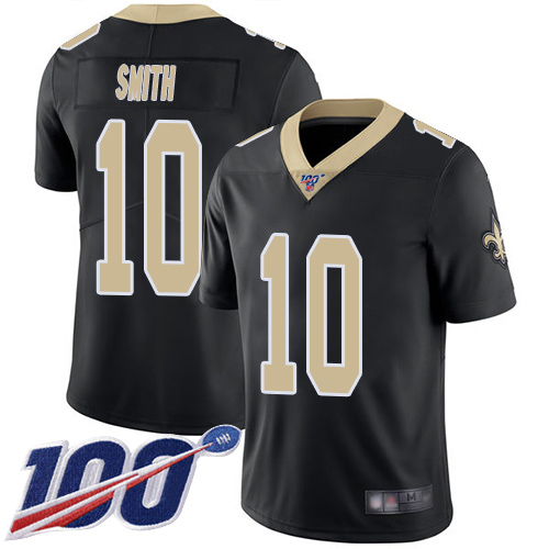 Nike Saints #10 Tre'Quan Smith Black Team Color Men's Stitched NFL 100th Season Vapor Limited Jersey