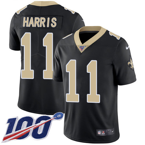 Nike Saints #11 Deonte Harris Black Team Color Men's Stitched NFL 100th Season Vapor Untouchable Limited Jersey