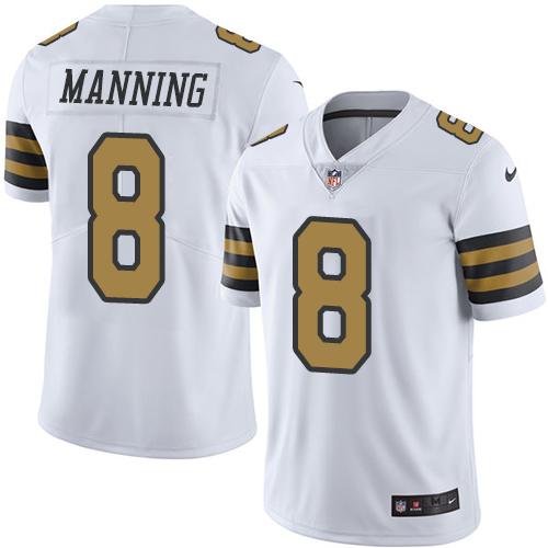 Nike Saints #8 Archie Manning White Men's Stitched NFL Limited Rush Jersey
