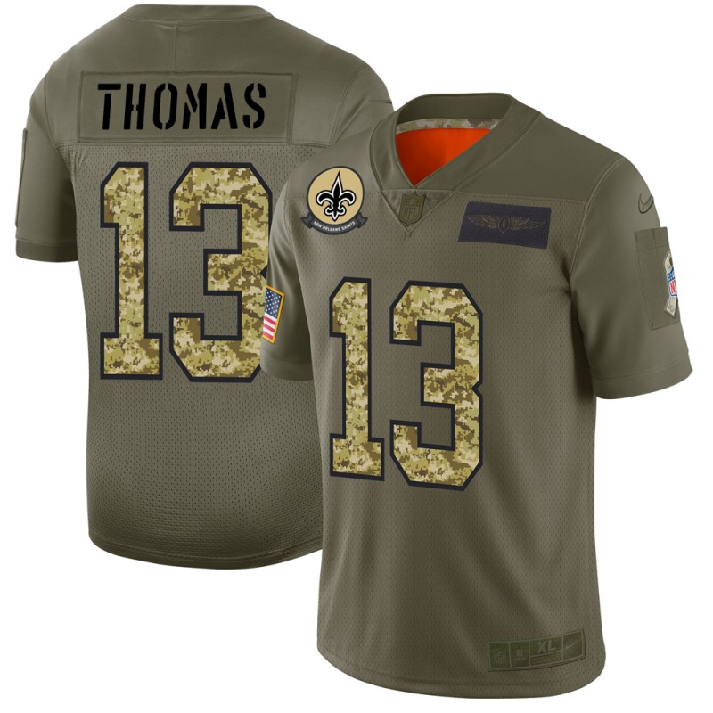 New Orleans Saints #13 Michael Thomas Men's Nike 2019 Olive Camo Salute To Service Limited NFL Jersey
