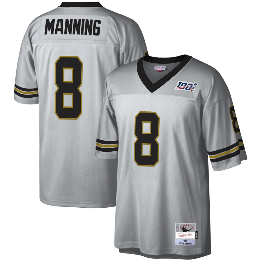 New Orleans Saints #8 Archie Manning Mitchell & Ness NFL 100 Retired Player Platinum Jersey
