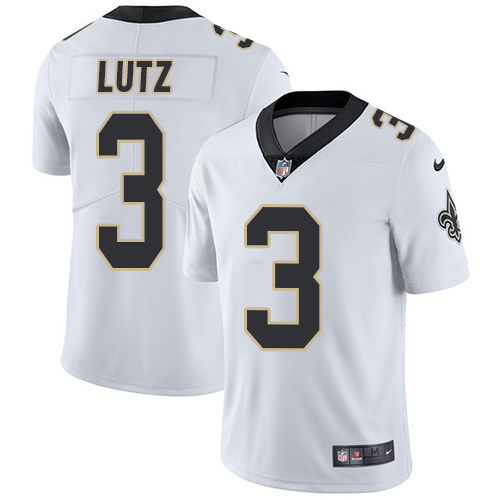 Nike Saints #3 Wil Lutz White Men's Stitched NFL Vapor Untouchable Limited Jersey
