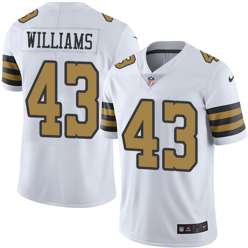 Nike Saints #43 Marcus Williams White Men's Stitched NFL Limited Rush Jersey