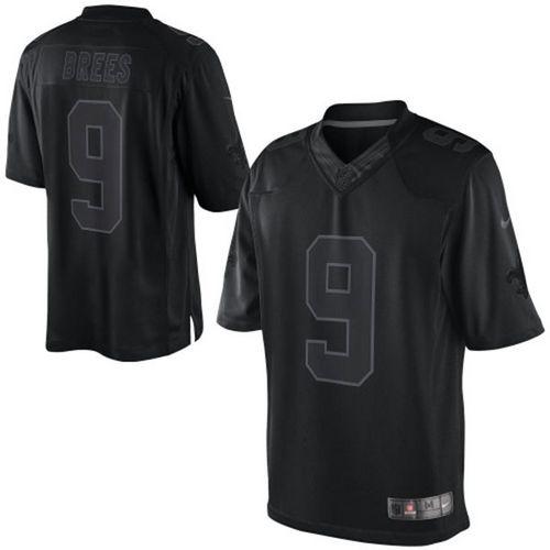 Nike Saints #9 Drew Brees Black Men's Stitched NFL Drenched Limited Jersey